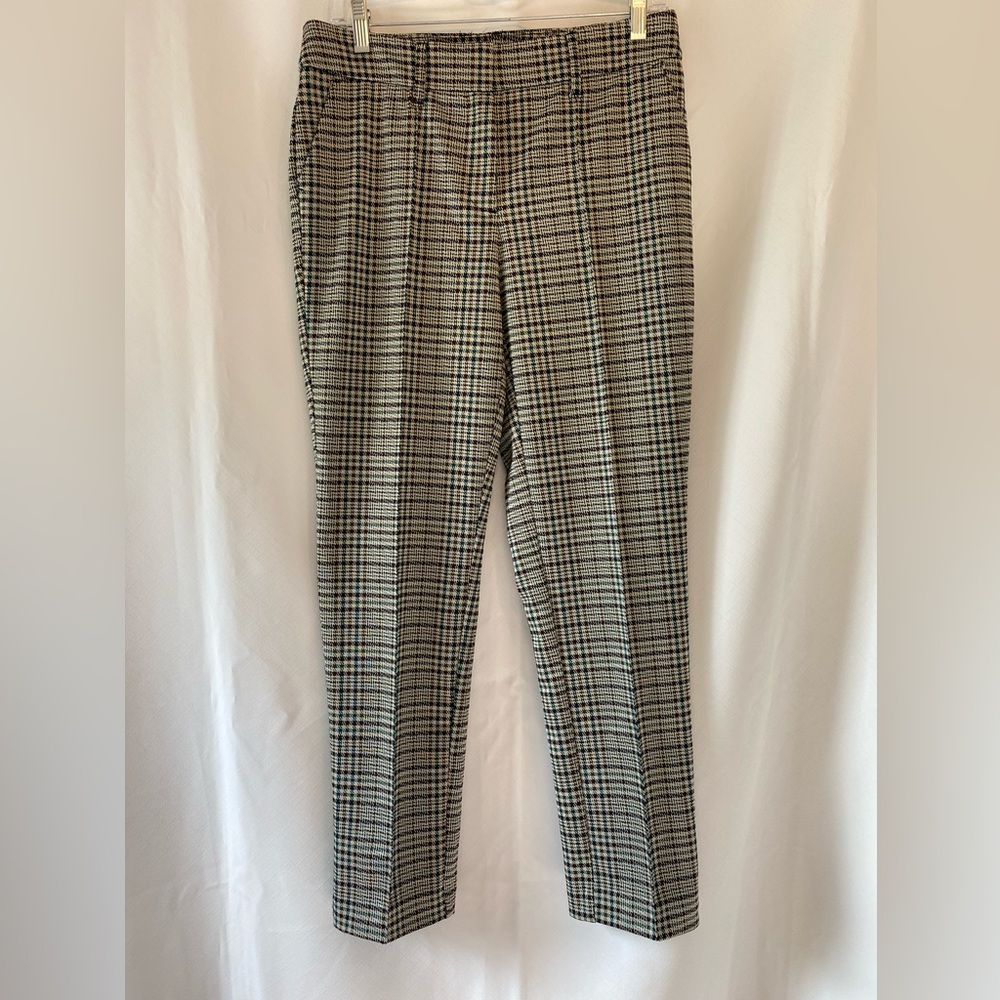 Women's Houndstooth Preppy Dark Academia Pinch Pleat Dress Pant Trousers Size 8